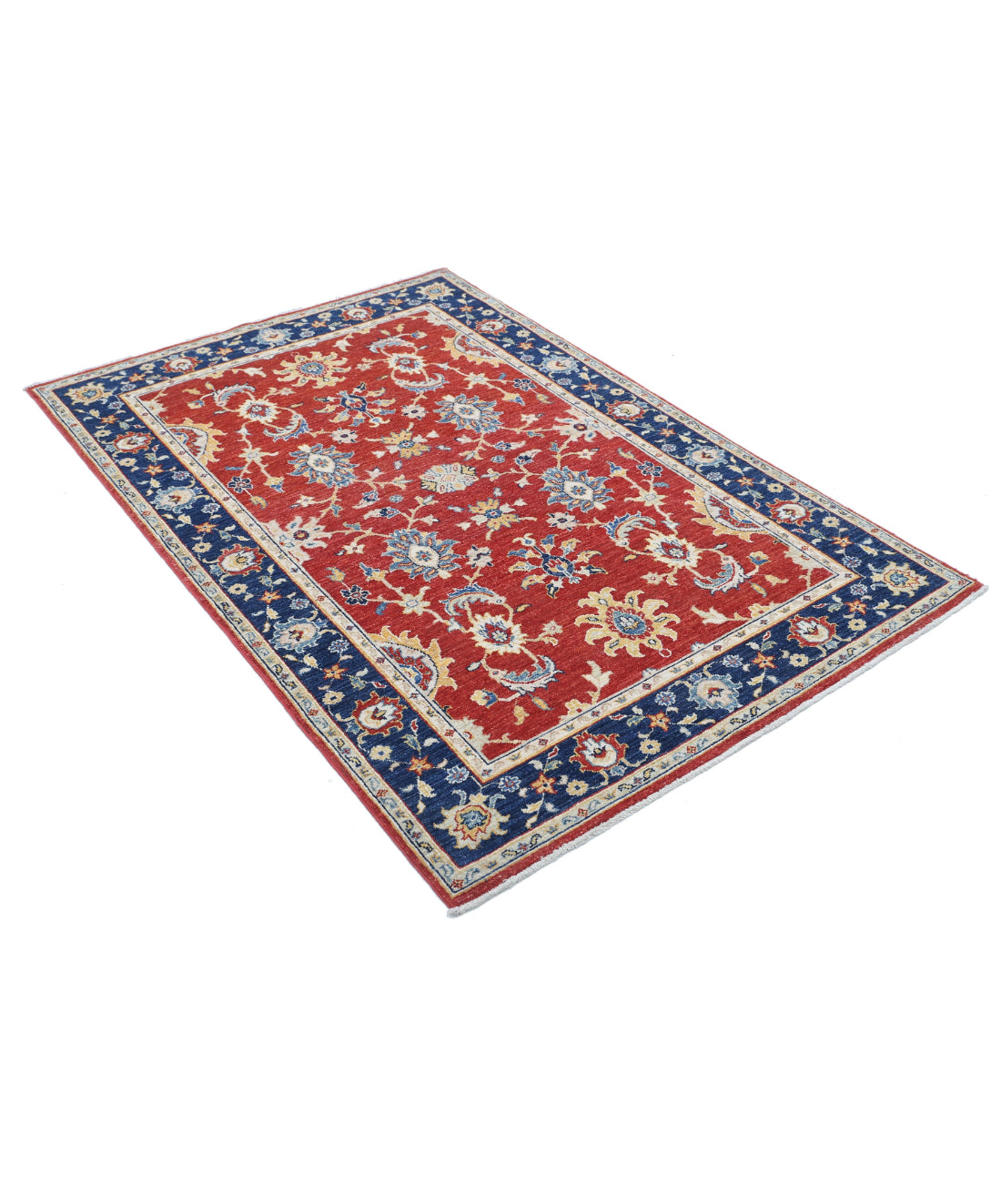 Ziegler 3'11'' X 5'8'' Hand-Knotted Wool Rug 3'11'' x 5'8'' (118 X 170) / Red / Blue