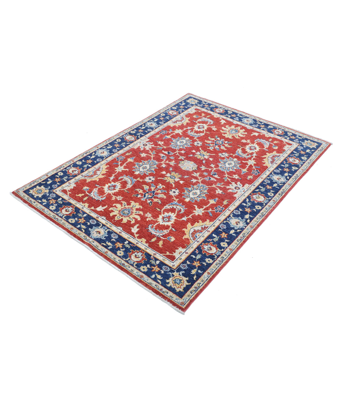 Ziegler 3'11'' X 5'8'' Hand-Knotted Wool Rug 3'11'' x 5'8'' (118 X 170) / Red / Blue