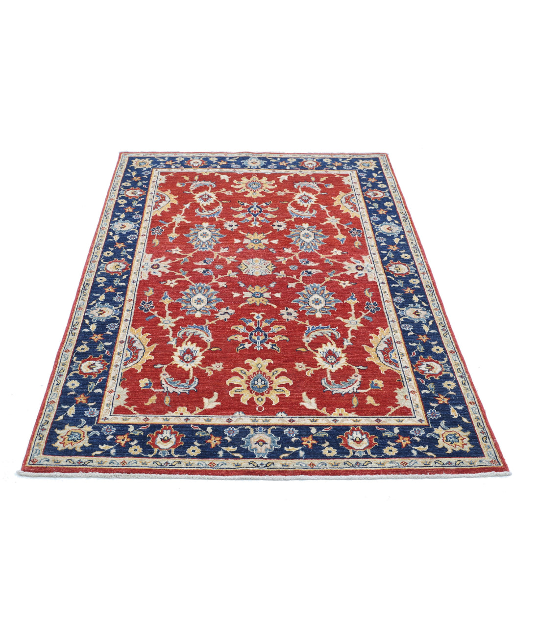 Ziegler 3'11'' X 5'8'' Hand-Knotted Wool Rug 3'11'' x 5'8'' (118 X 170) / Red / Blue