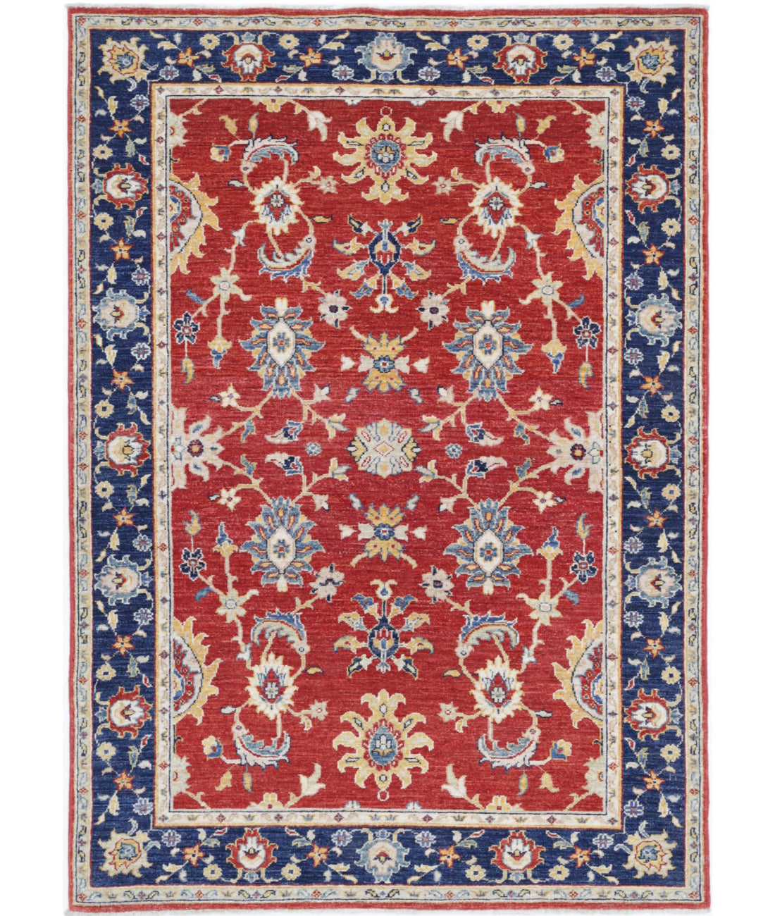 Ziegler 3'11'' X 5'8'' Hand-Knotted Wool Rug 3'11'' x 5'8'' (118 X 170) / Red / Blue