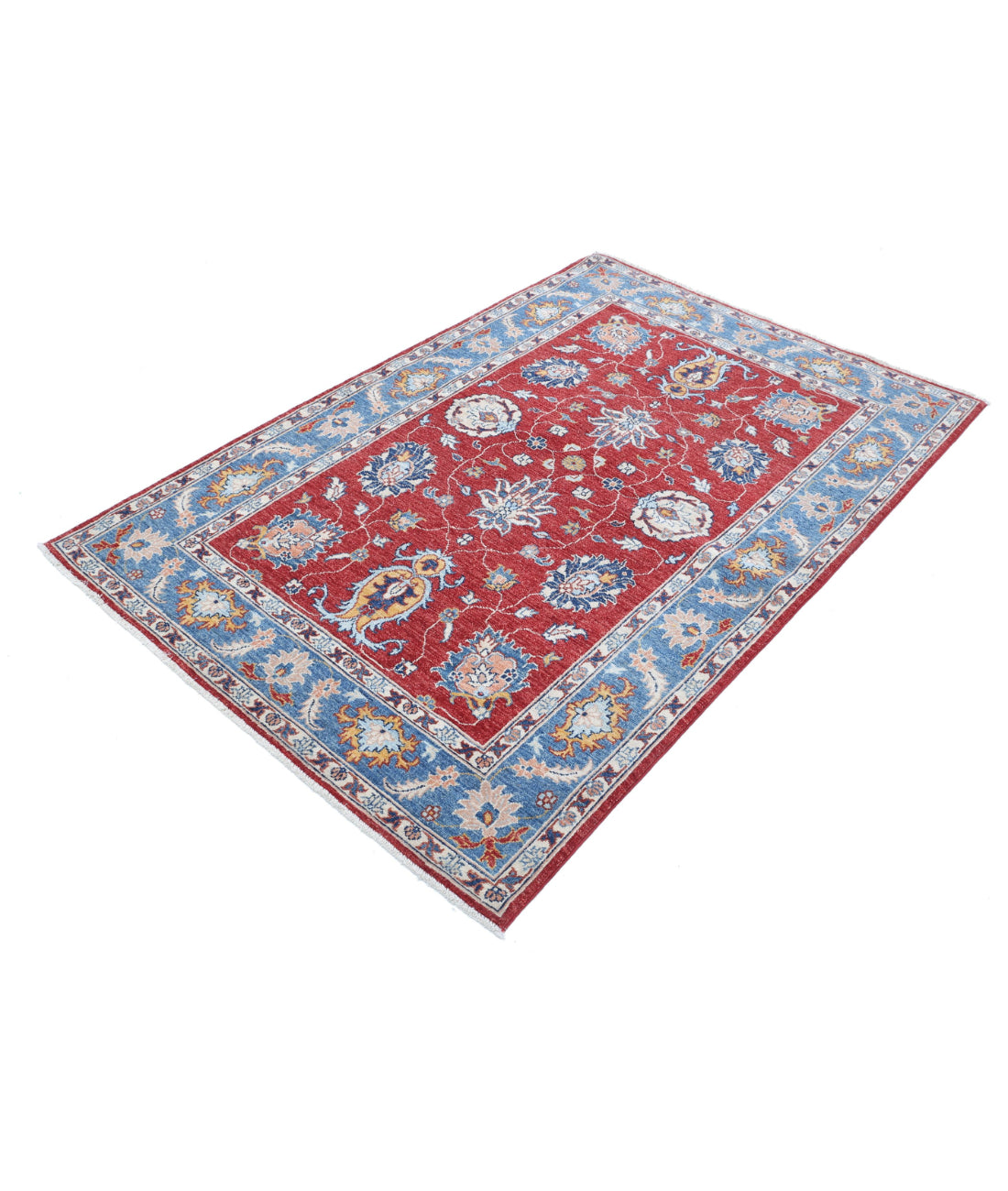 Ziegler 4'0'' X 5'10'' Hand-Knotted Wool Rug 4'0'' x 5'10'' (120 X 175) / Red / Blue