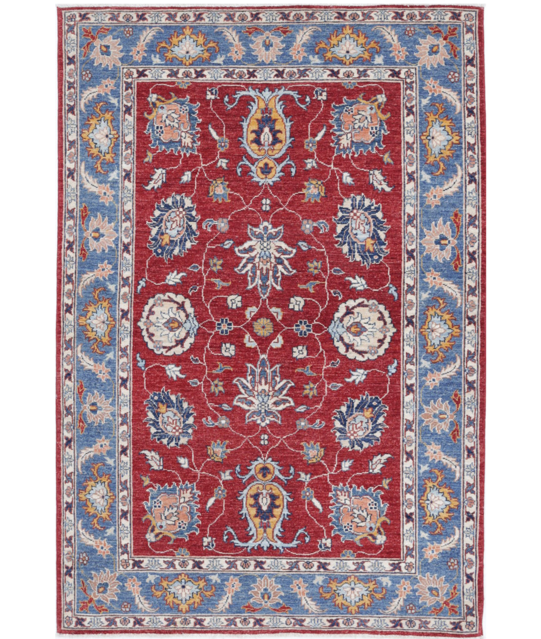 Ziegler 4'0'' X 5'10'' Hand-Knotted Wool Rug 4'0'' x 5'10'' (120 X 175) / Red / Blue