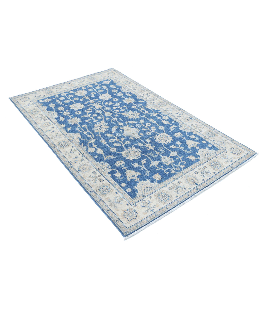 Ziegler 3'10'' X 6'0'' Hand-Knotted Wool Rug 3'10'' x 6'0'' (115 X 180) / Blue / Ivory