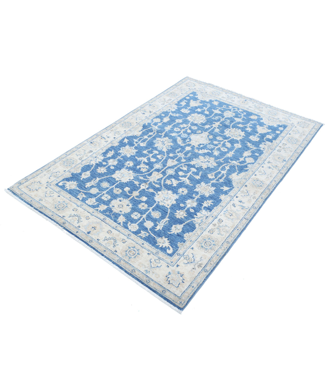 Ziegler 3'10'' X 6'0'' Hand-Knotted Wool Rug 3'10'' x 6'0'' (115 X 180) / Blue / Ivory