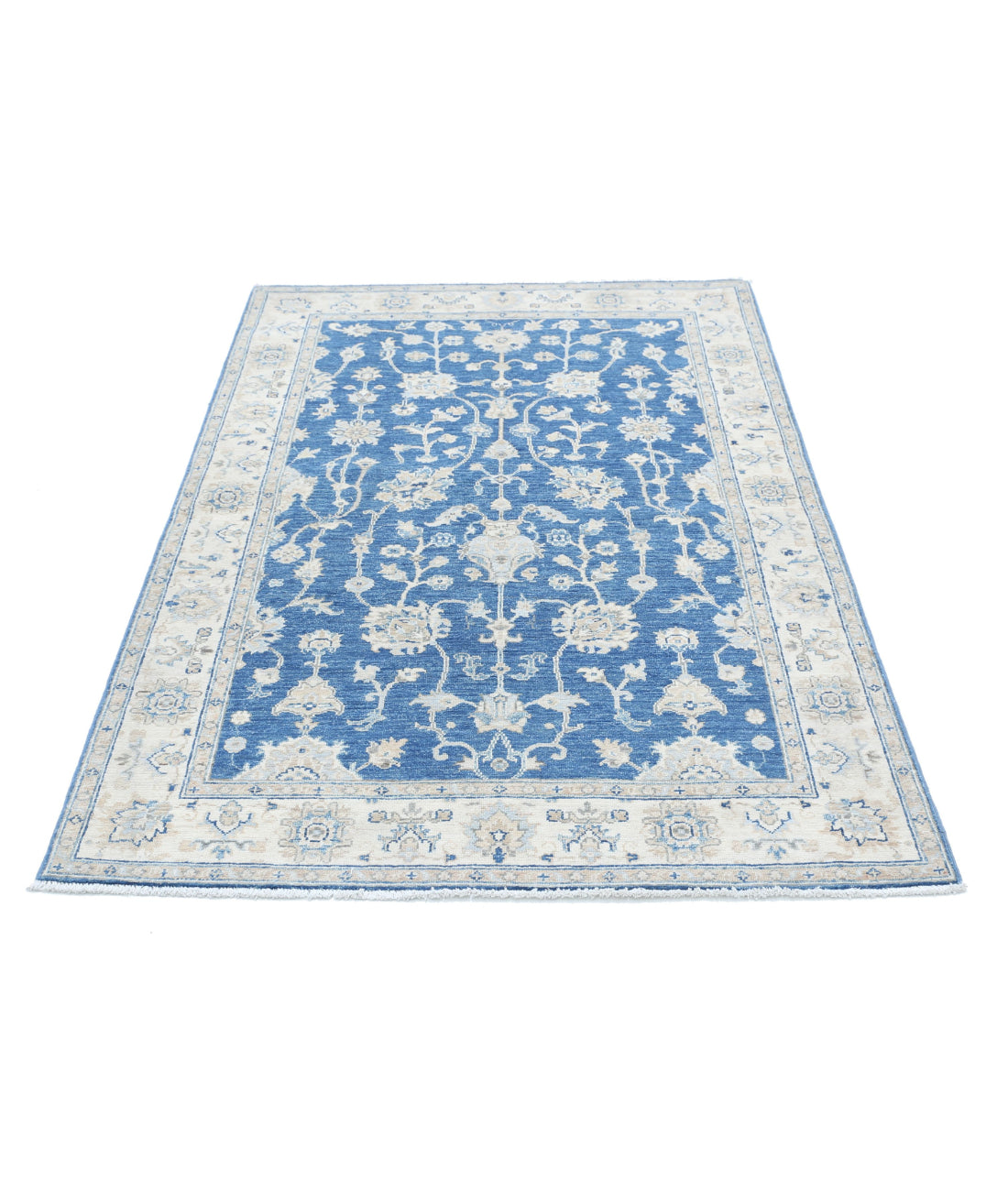 Ziegler 3'10'' X 6'0'' Hand-Knotted Wool Rug 3'10'' x 6'0'' (115 X 180) / Blue / Ivory