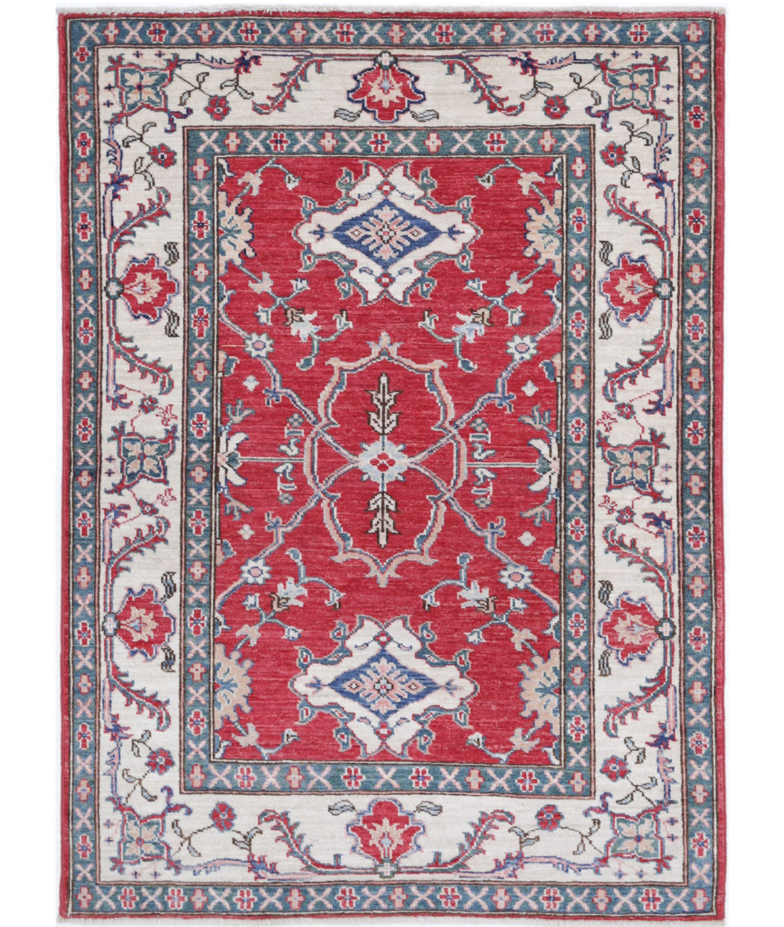 Ziegler 3'4'' X 4'8'' Hand-Knotted Wool Rug 3'4'' x 4'8'' (100 X 140) / Red / Ivory