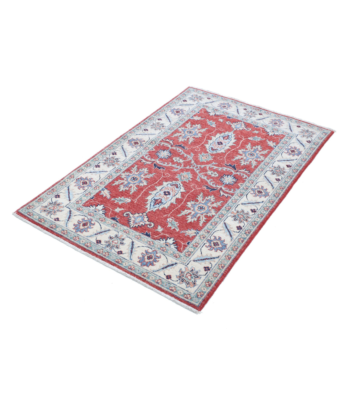 Ziegler 3'0'' X 4'8'' Hand-Knotted Wool Rug 3'0'' x 4'8'' (90 X 140) / Red / Ivory