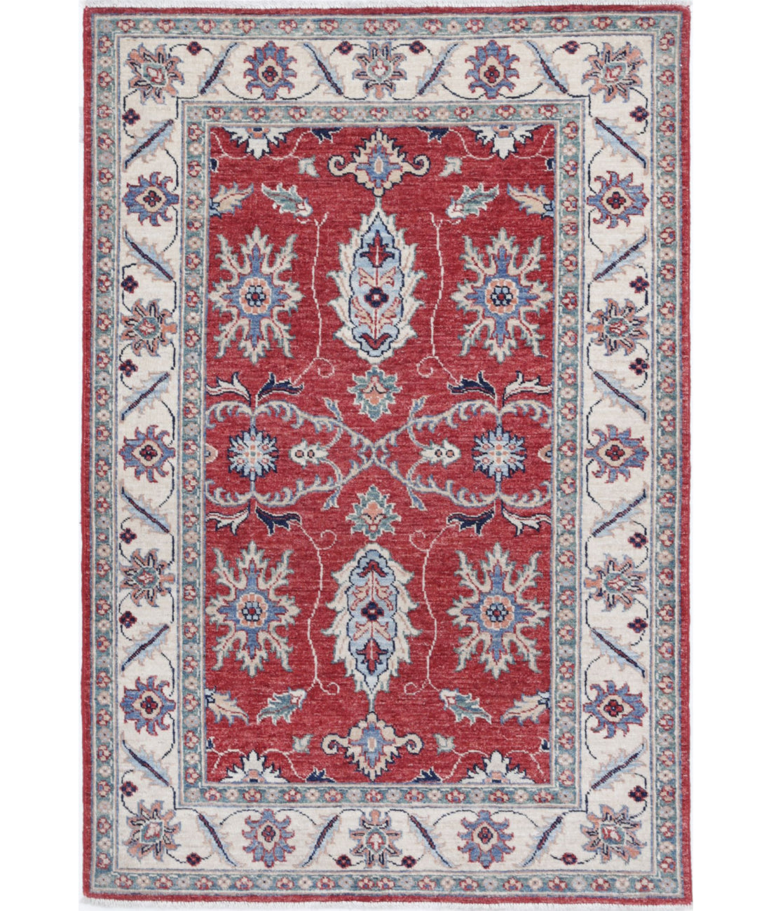 Ziegler 3'0'' X 4'8'' Hand-Knotted Wool Rug 3'0'' x 4'8'' (90 X 140) / Red / Ivory