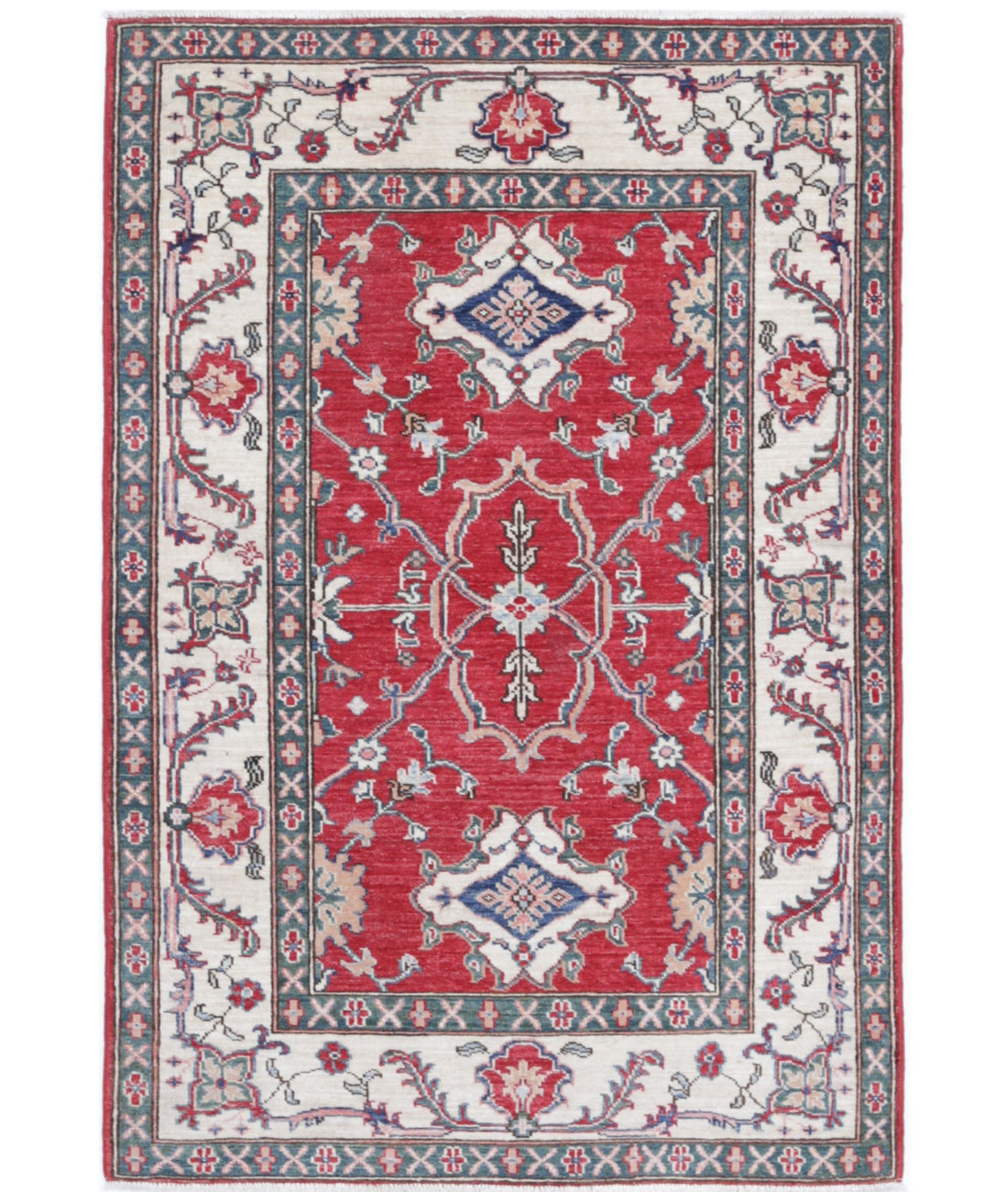 Ziegler 3'2'' X 4'8'' Hand-Knotted Wool Rug 3'2'' x 4'8'' (95 X 140) / Red / Ivory