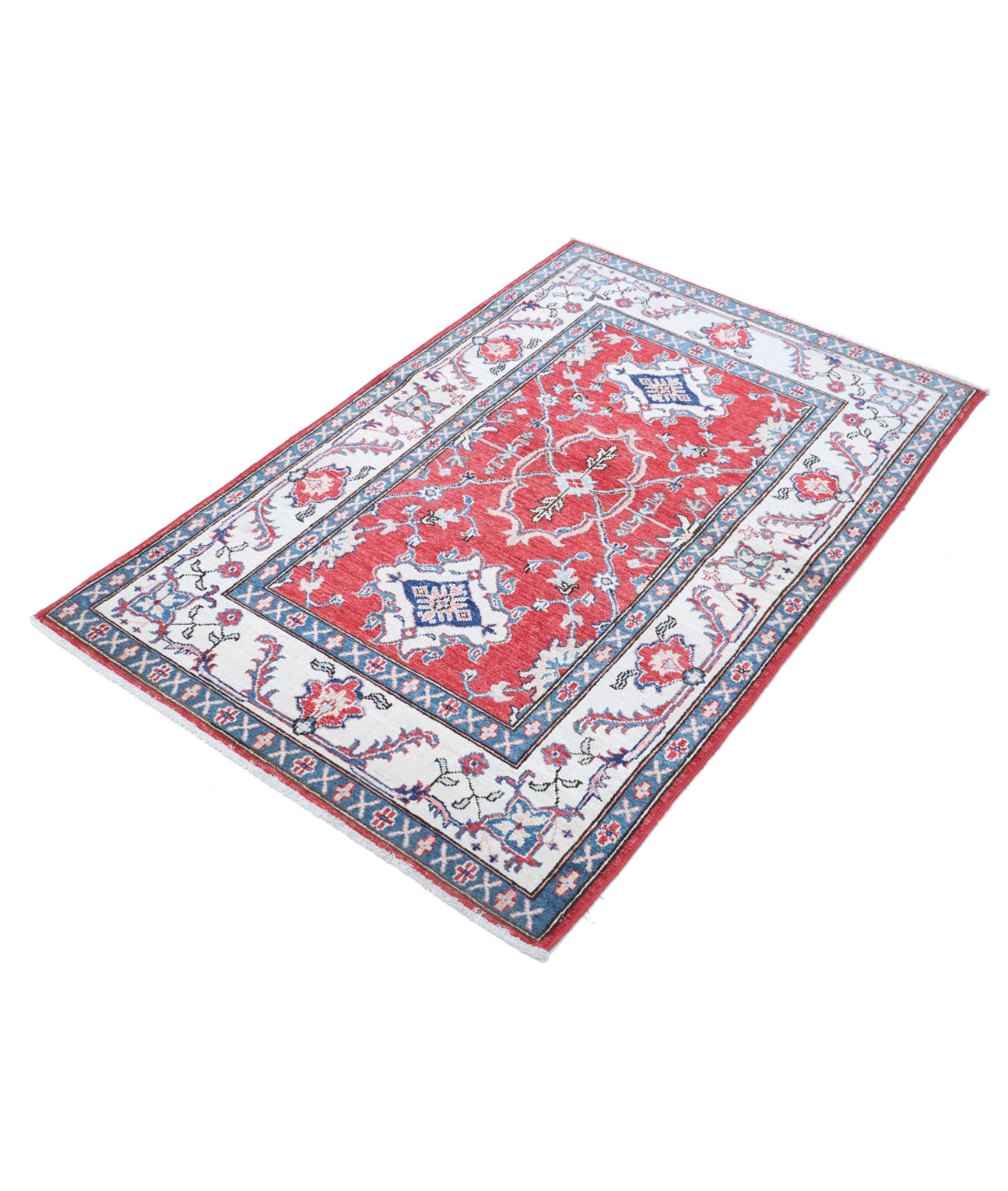 Ziegler 3'2'' X 4'9'' Hand-Knotted Wool Rug 3'2'' x 4'9'' (95 X 143) / Red / Ivory