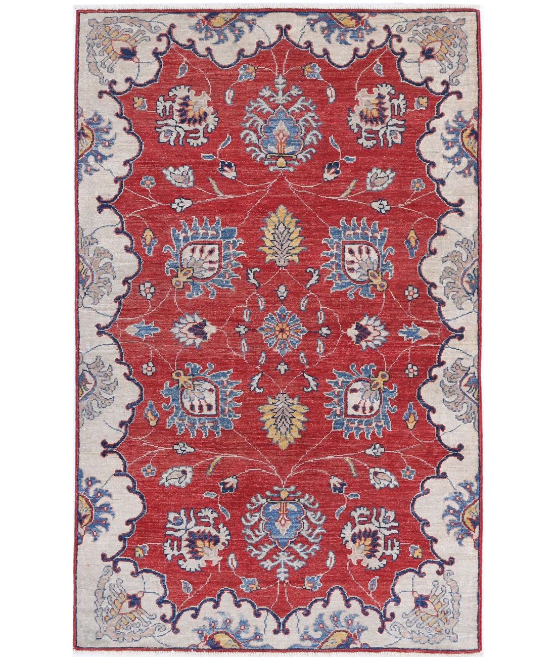 Ziegler 3'1'' X 5'1'' Hand-Knotted Wool Rug 3'1'' x 5'1'' (93 X 153) / Red / Ivory