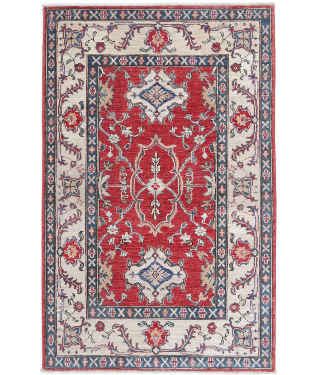 Ziegler 3'1'' X 4'10'' Hand-Knotted Wool Rug 3'1'' x 4'10'' (93 X 145) / Red / Ivory