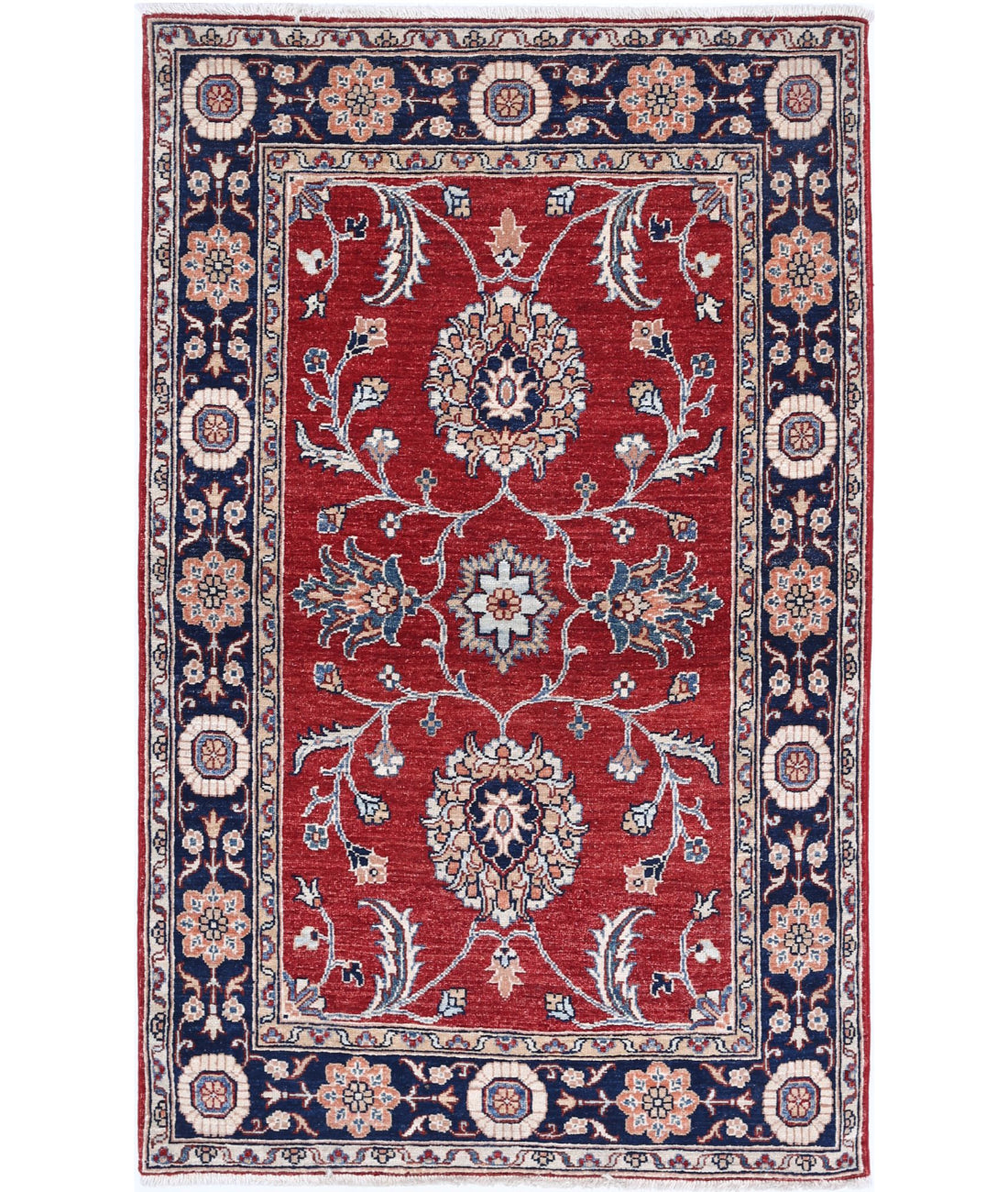 Ziegler 3'2'' X 5'1'' Hand-Knotted Wool Rug 3'2'' x 5'1'' (95 X 153) / Red / Blue