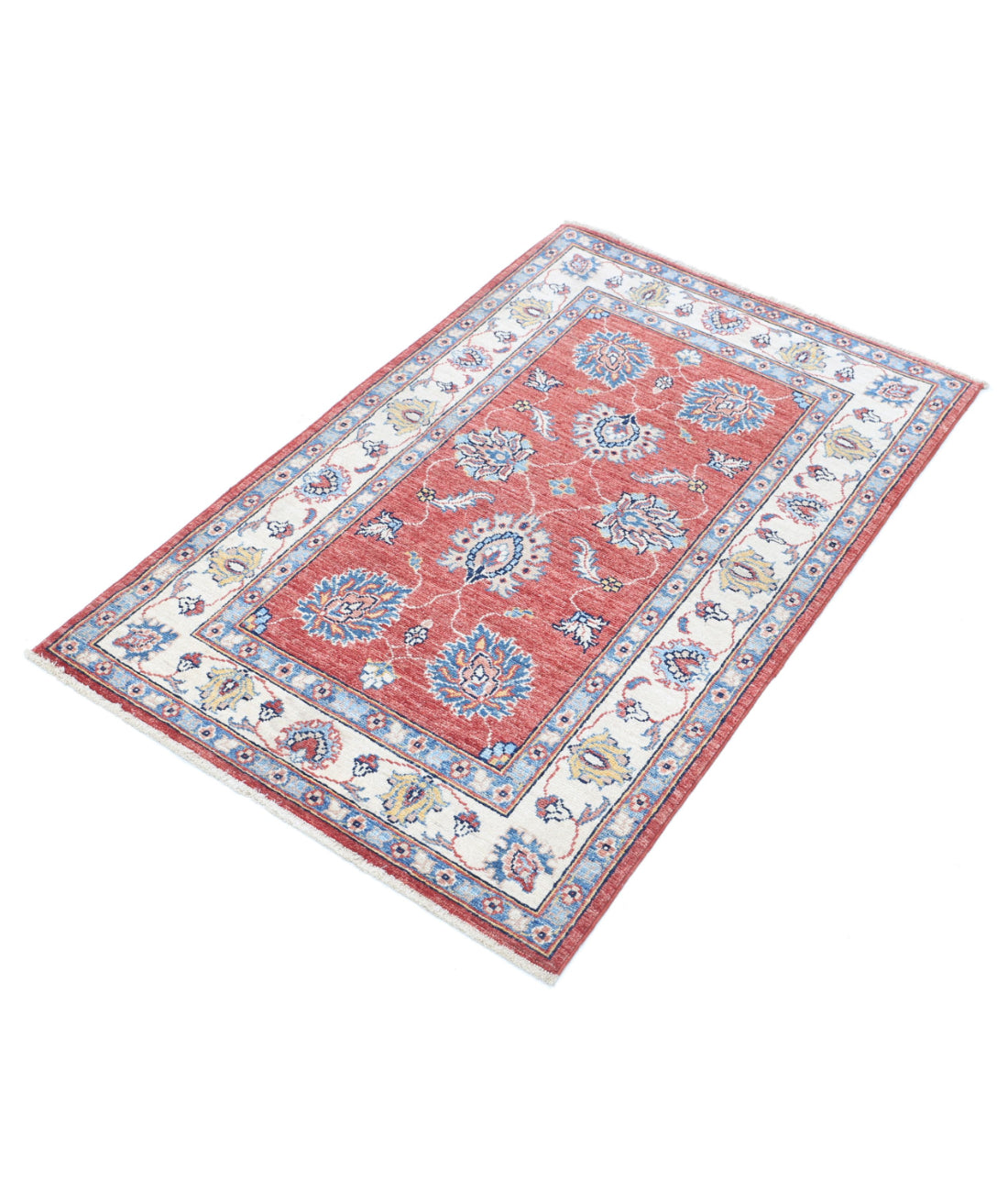 Ziegler 2'6'' X 4'0'' Hand-Knotted Wool Rug 2'6'' x 4'0'' (75 X 120) / Red / Ivory