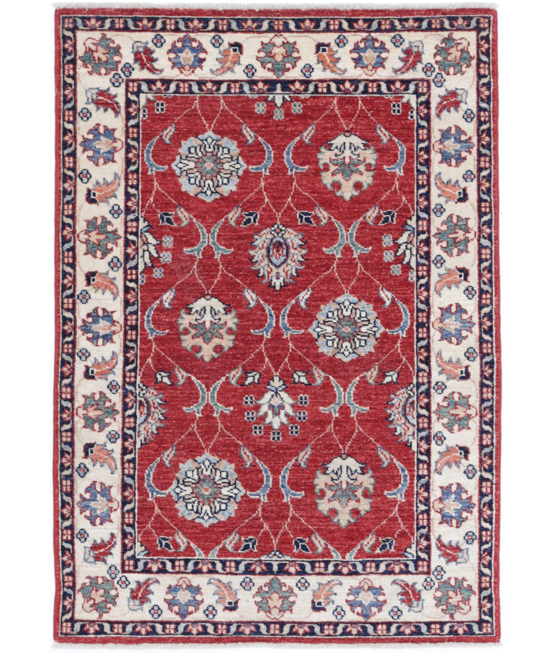 Ziegler 2'9'' X 4'0'' Hand-Knotted Wool Rug 2'9'' x 4'0'' (83 X 120) / Red / Ivory