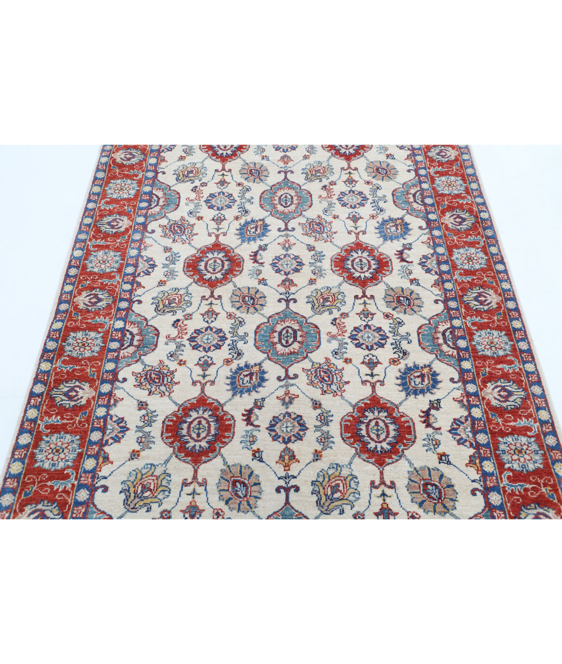 Ziegler 4'2'' X 5'9'' Hand-Knotted Wool Rug 4'2'' x 5'9'' (125 X 173) / Ivory / Red