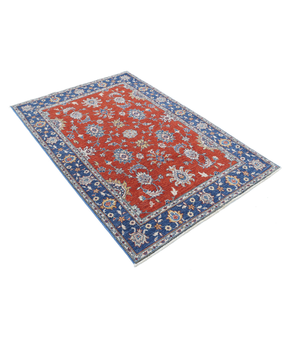 Ziegler 4'0'' X 5'9'' Hand-Knotted Wool Rug 4'0'' x 5'9'' (120 X 173) / Rust / Blue