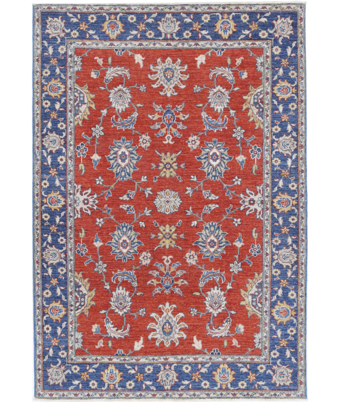 Ziegler 4'0'' X 5'9'' Hand-Knotted Wool Rug 4'0'' x 5'9'' (120 X 173) / Rust / Blue