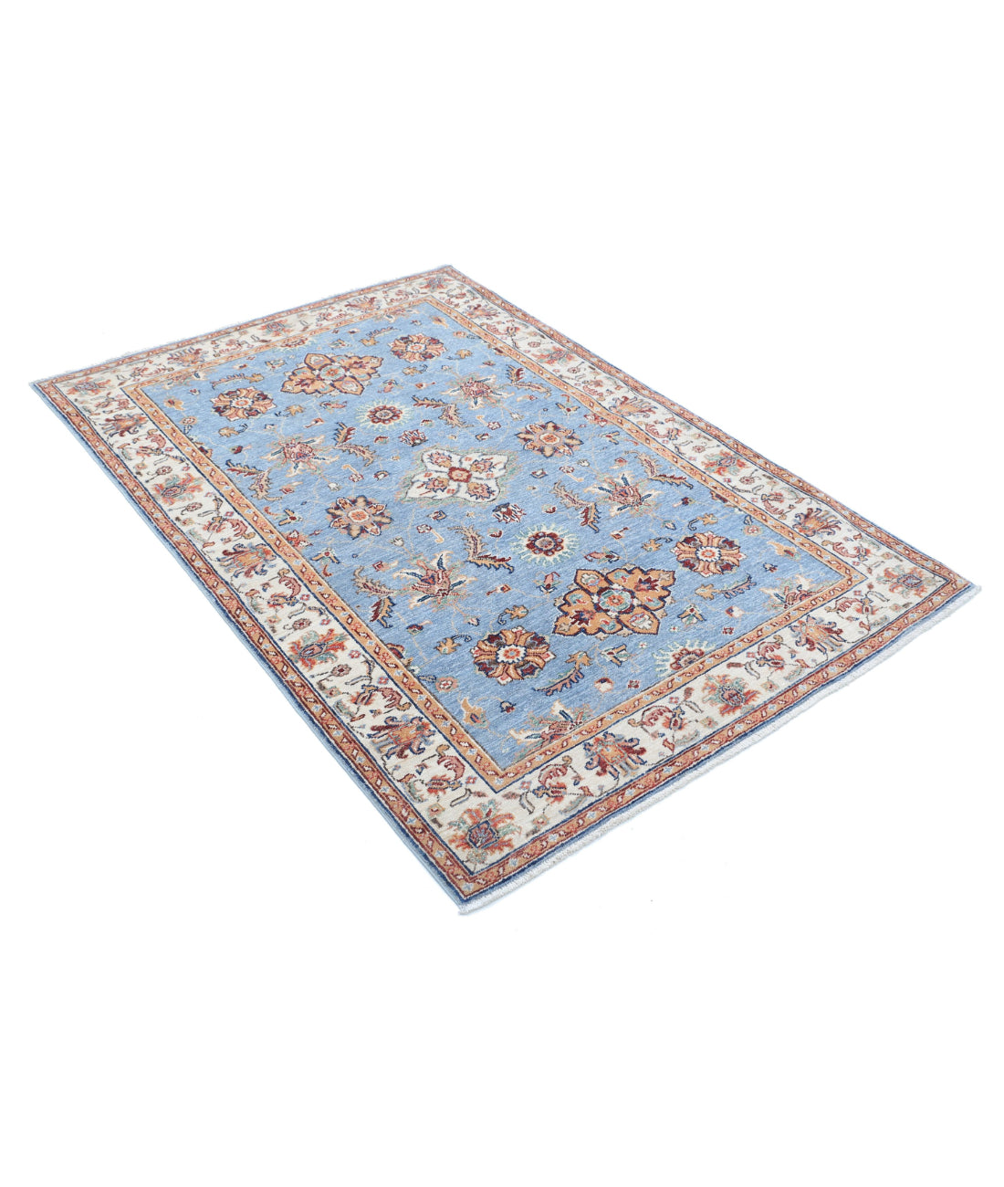 Ziegler 3'11'' X 5'8'' Hand-Knotted Wool Rug 3'11'' x 5'8'' (118 X 170) / Blue / Ivory