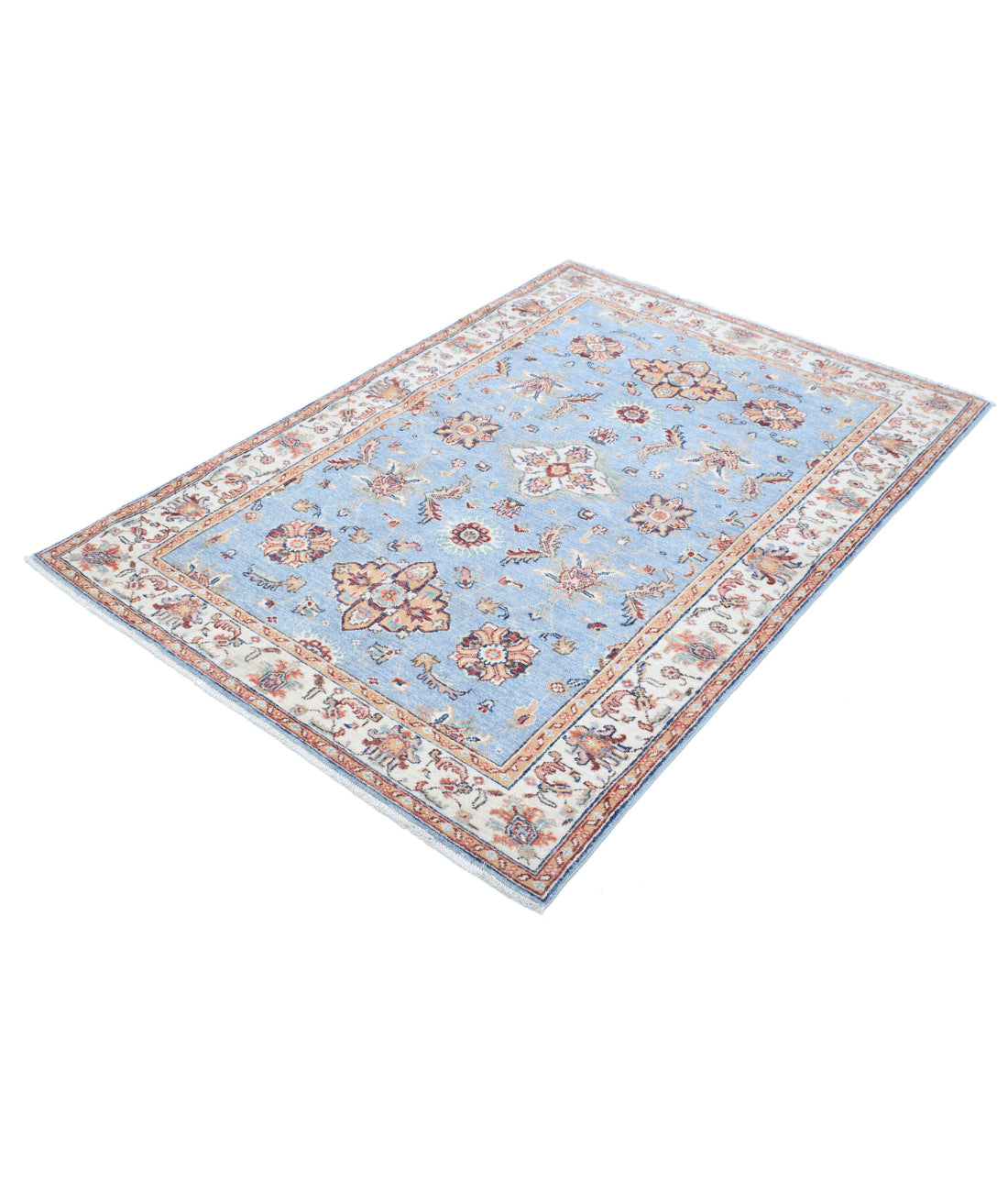 Ziegler 3'11'' X 5'8'' Hand-Knotted Wool Rug 3'11'' x 5'8'' (118 X 170) / Blue / Ivory