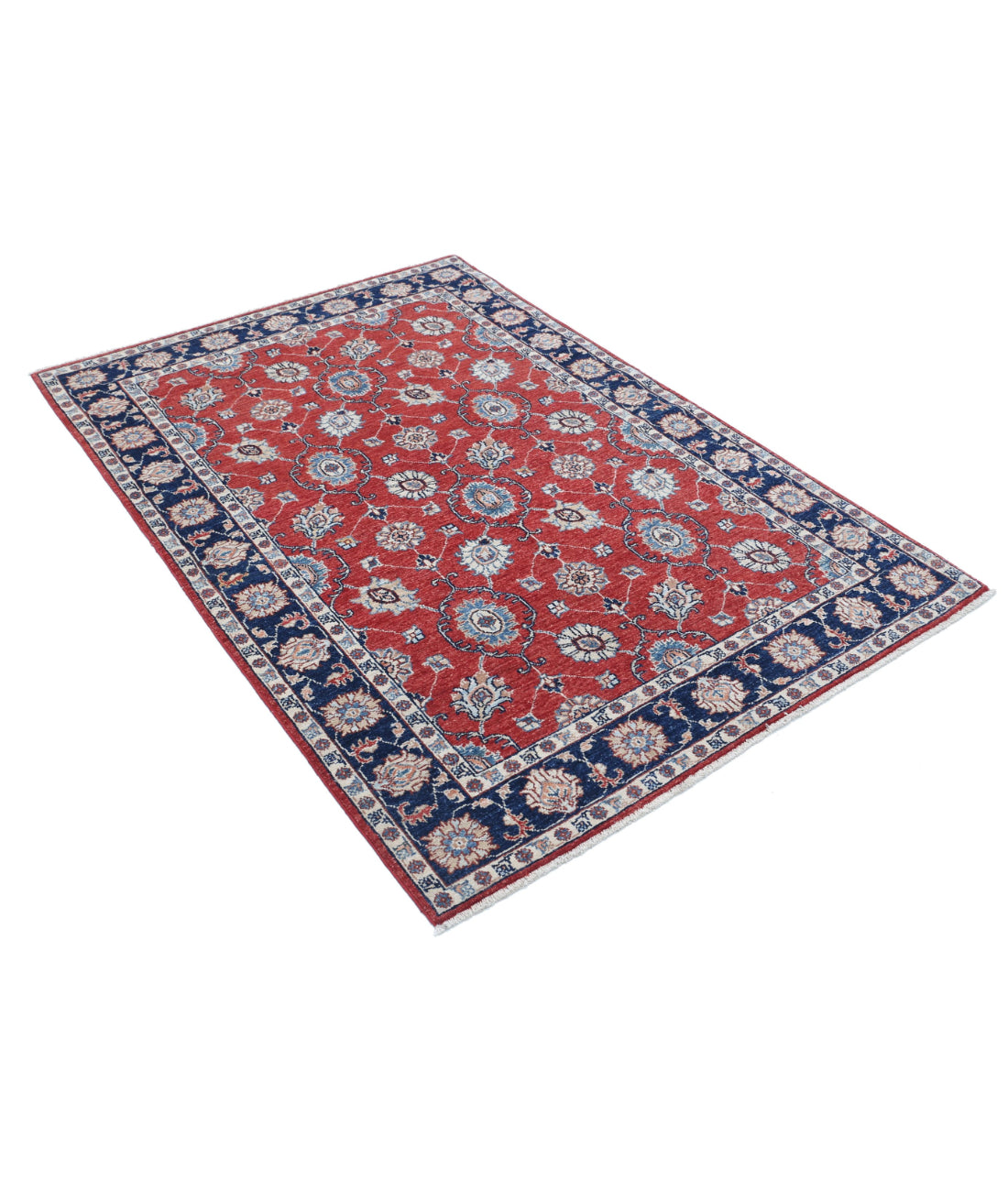 Ziegler 4'0'' X 5'9'' Hand-Knotted Wool Rug 4'0'' x 5'9'' (120 X 173) / Red / Blue