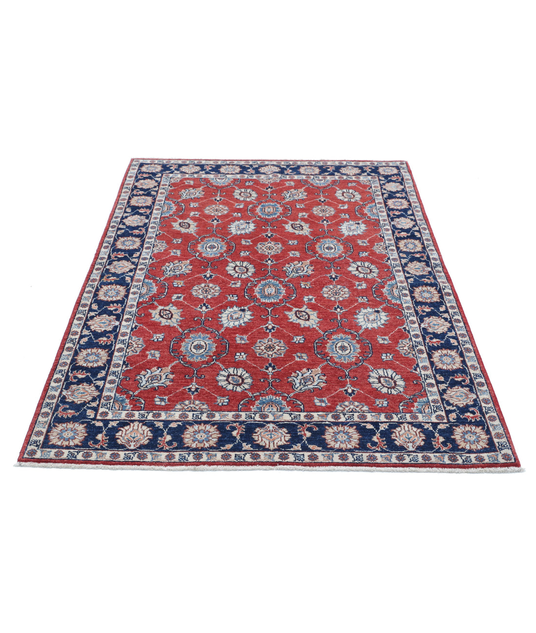 Ziegler 4'0'' X 5'9'' Hand-Knotted Wool Rug 4'0'' x 5'9'' (120 X 173) / Red / Blue