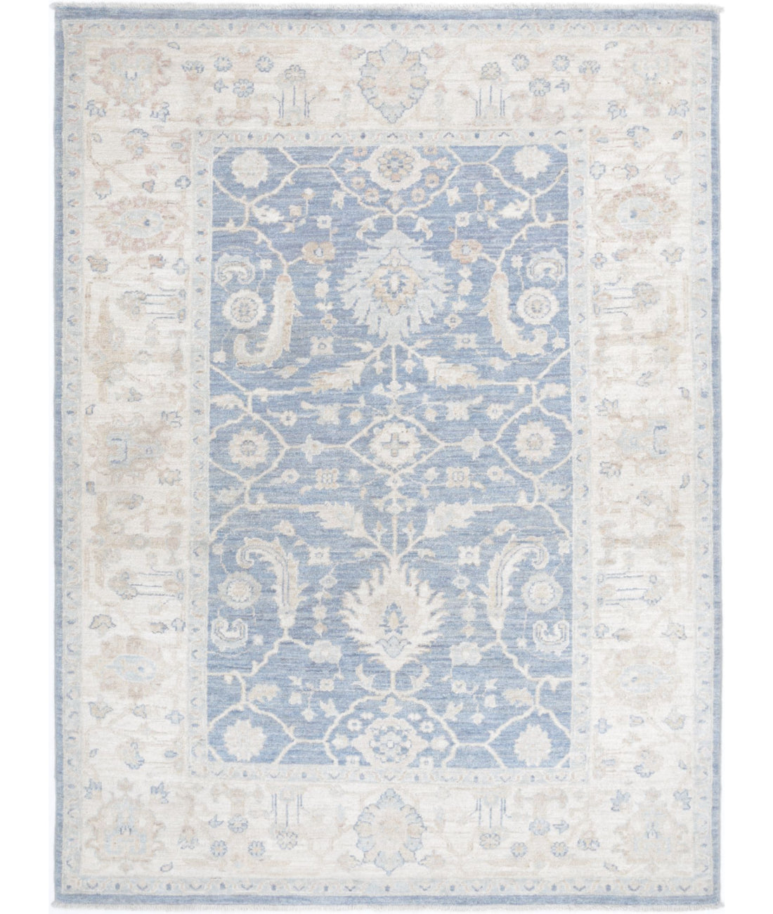 Serenity 4'2'' X 5'9'' Hand-Knotted Wool Rug 4'2'' x 5'9'' (125 X 173) / Grey / Ivory