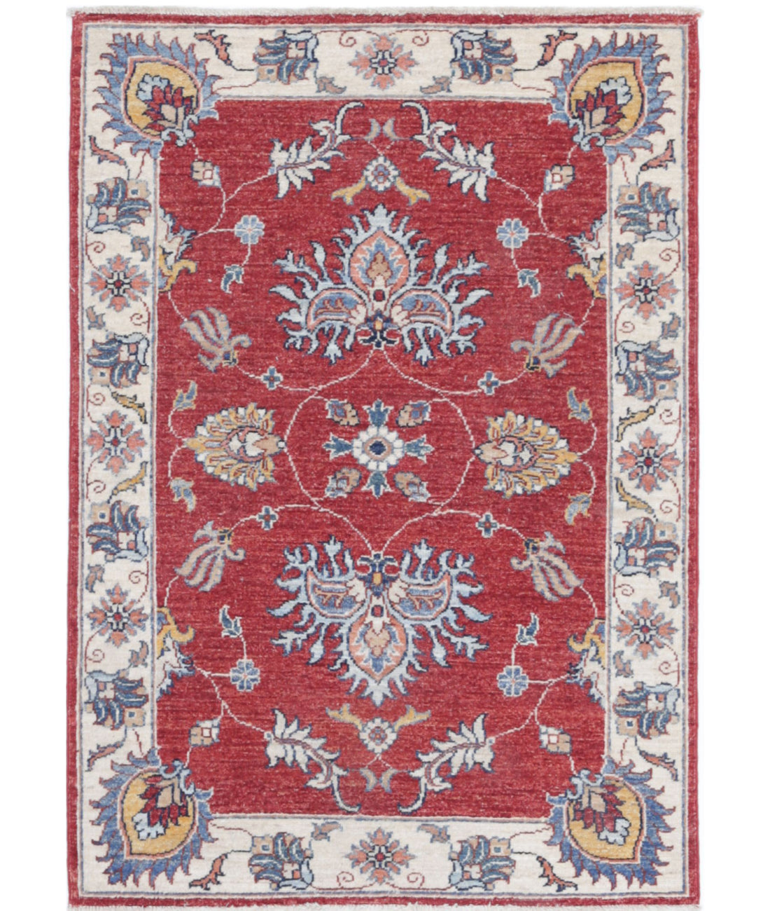 Ziegler 2'9'' X 4'0'' Hand-Knotted Wool Rug 2'9'' x 4'0'' (83 X 120) / Red / Ivory