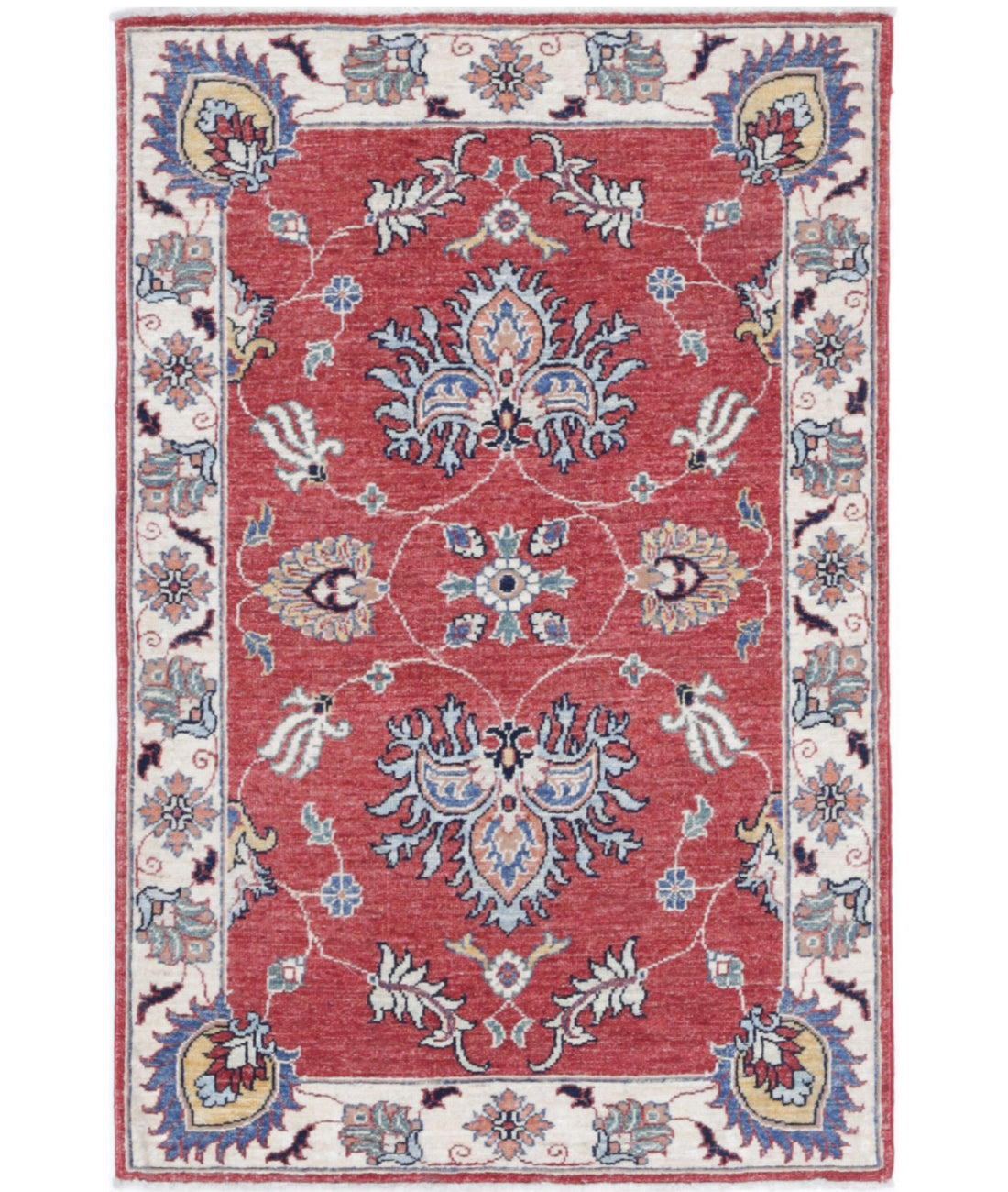 Ziegler 2'9'' X 4'1'' Hand-Knotted Wool Rug 2'9'' x 4'1'' (83 X 123) / Red / Ivory