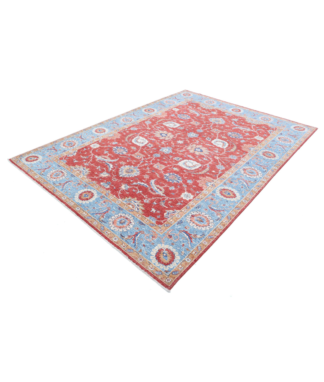 Ziegler 6'8'' X 9'3'' Hand-Knotted Wool Rug 6'8'' x 9'3'' (200 X 278) / Red / Blue