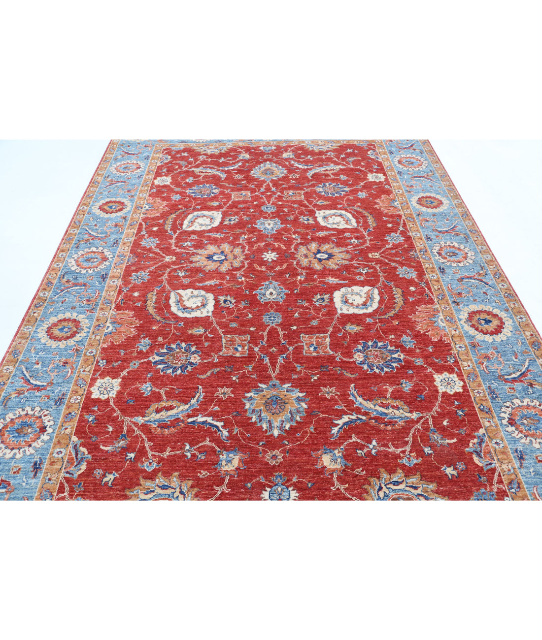 Ziegler 6'8'' X 9'3'' Hand-Knotted Wool Rug 6'8'' x 9'3'' (200 X 278) / Red / Blue