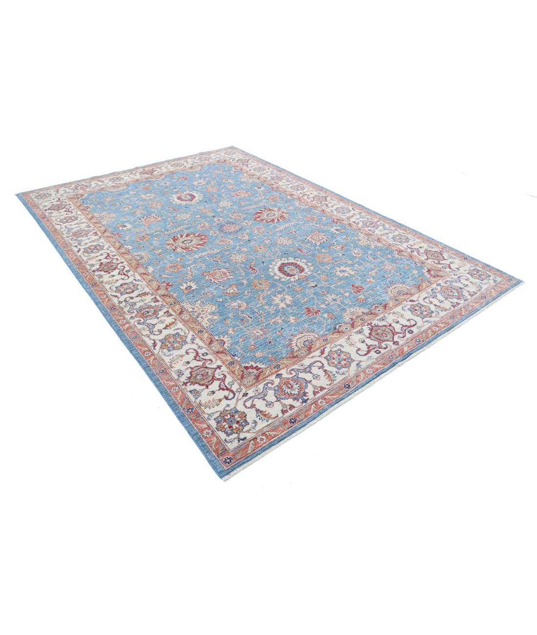 Ziegler 6'7'' X 9'5'' Hand-Knotted Wool Rug 6'7'' x 9'5'' (198 X 283) / Blue / Ivory