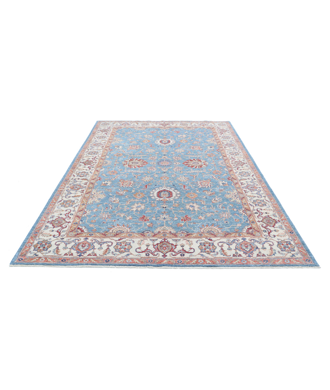 Ziegler 6'7'' X 9'5'' Hand-Knotted Wool Rug 6'7'' x 9'5'' (198 X 283) / Blue / Ivory