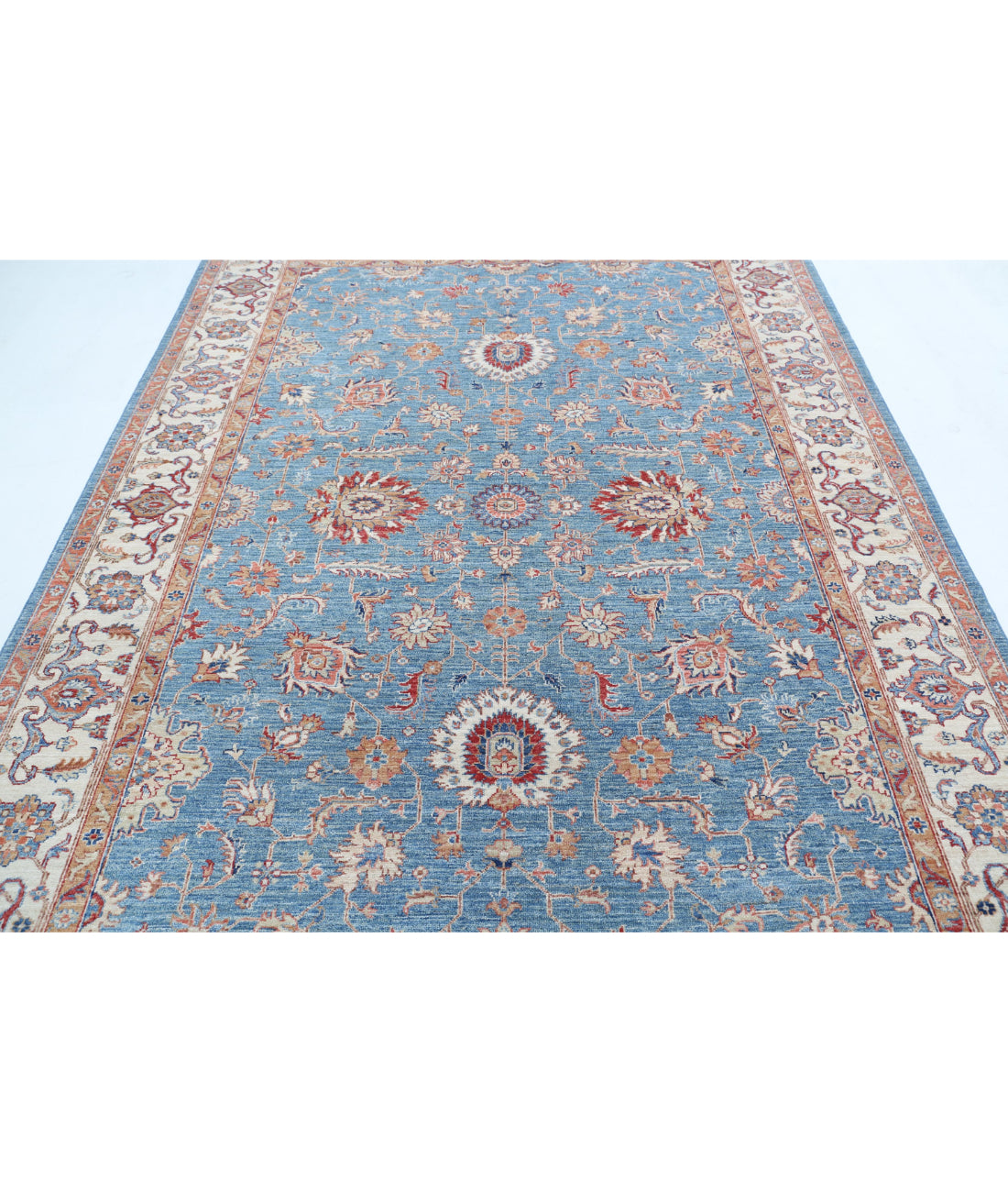 Ziegler 6'7'' X 9'5'' Hand-Knotted Wool Rug 6'7'' x 9'5'' (198 X 283) / Blue / Ivory