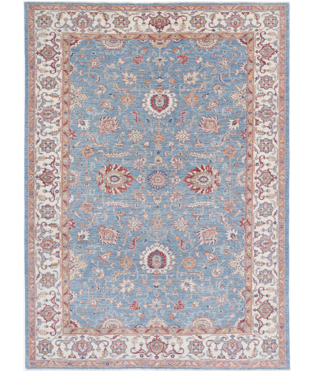 Ziegler 6'7'' X 9'5'' Hand-Knotted Wool Rug 6'7'' x 9'5'' (198 X 283) / Blue / Ivory