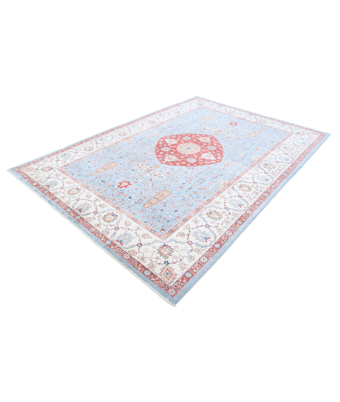 Ziegler 6'9'' X 9'9'' Hand-Knotted Wool Rug 6'9'' x 9'9'' (203 X 293) / Blue / Ivory