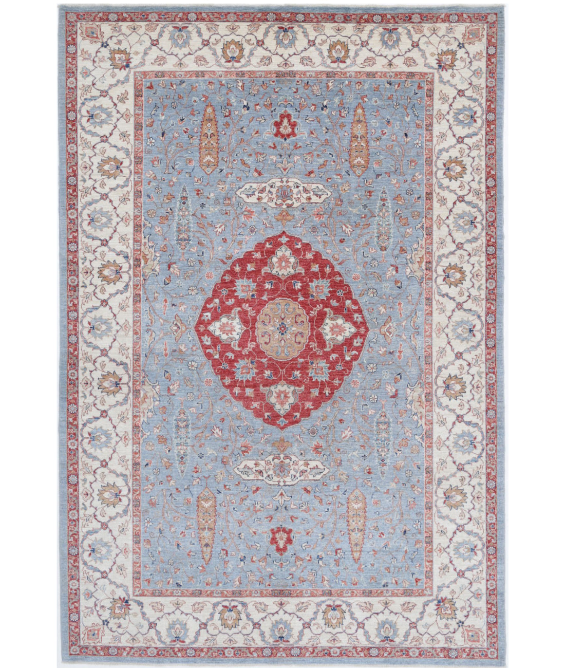 Ziegler 6'9'' X 9'9'' Hand-Knotted Wool Rug 6'9'' x 9'9'' (203 X 293) / Blue / Ivory