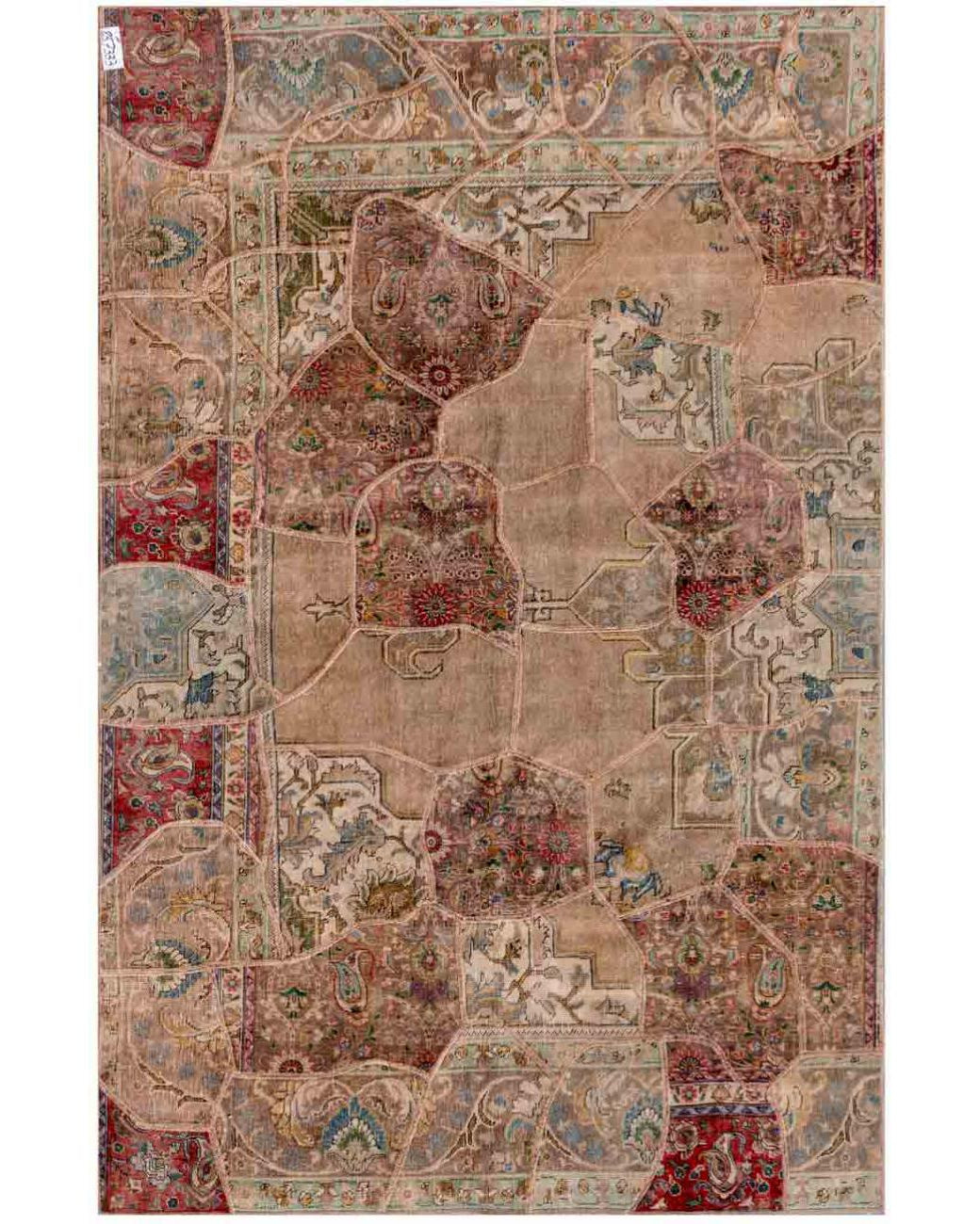 Hand Knotted Mosaic Patchwork Wool Rug - 6'2'' x 9'6'' 6' 2" X 9' 6" ( 188 X 290 ) / Multi / Multi