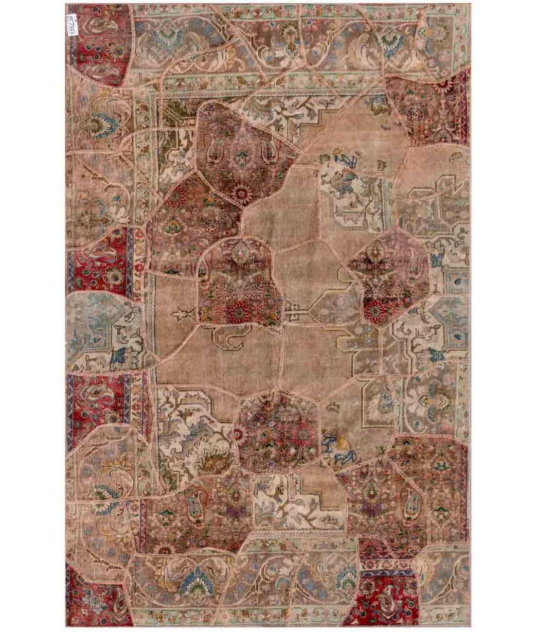 Hand Knotted Mosaic Patchwork Wool Rug - 6'2'' x 9'6'' 6' 2" X 9' 6" ( 188 X 290 ) / Multi / Multi