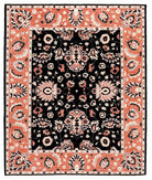 Hand Knotted Ziegler Farhan Wool Rug - 8'5'' x 9'11'' 8' 5" X 9' 11" ( 257 X 302 ) / Black / Peach