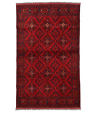 Hand Knotted Afghan Khal Muhammadi Wool Rug - 4'0'' x 6'5'' 4' 0" X 6' 5" ( 122 X 196 ) / Red / Red