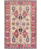 Hand Knotted Royal Kazak Wool Rug - 5'6'' x 8'1'' 5' 6" X 8' 1" ( 168 X 246 ) / Gold / Red