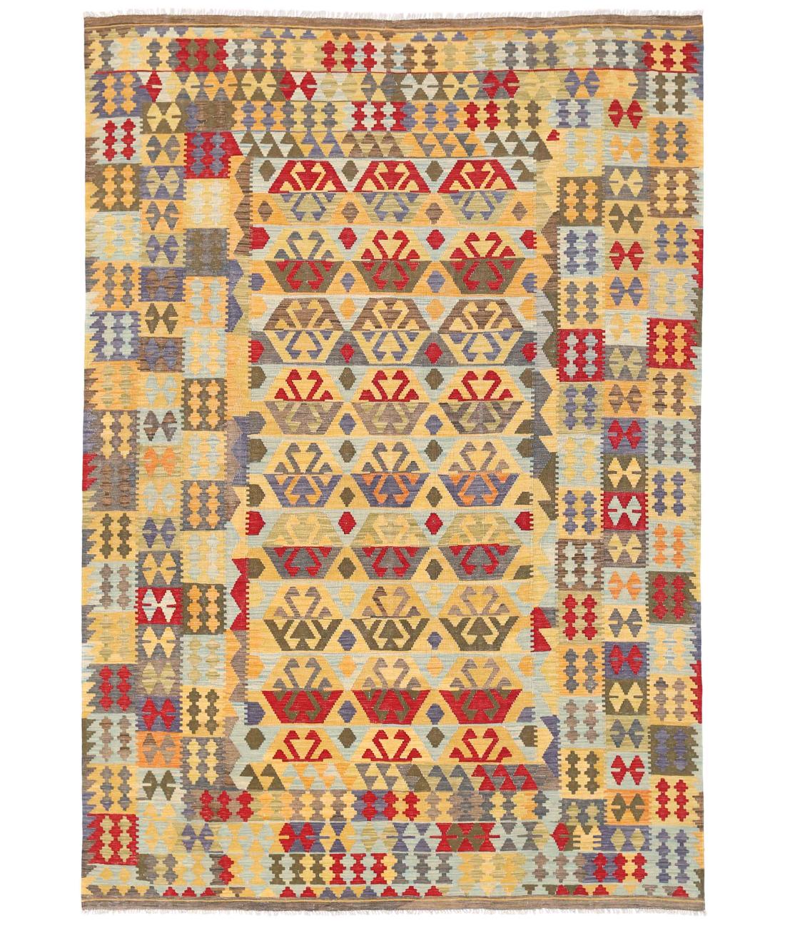 Hand Woven Maimana Kilim Wool Kilim Rug - 7'9'' x 11'1'' 7' 9" X 11' 1" ( 236 X 338 ) / Multi / Multi