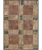 Hand Knotted Mosaic Patchwork Wool Rug - 7'0'' x 10'0'' 7' 0" X 10' 0" ( 213 X 305 ) / Beige / Blue