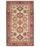 Hand Knotted Royal Kazak Wool Rug - 5'6'' x 8'1'' 5' 6" X 8' 1" ( 168 X 246 ) / Gold / Red