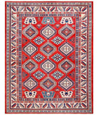 Hand Knotted Tribal Kazak Wool Rug - 9'1'' x 11'9'' 9' 1" X 11' 9" ( 277 X 358 ) / Red / Ivory