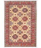 Hand Knotted Royal Kazak Wool Rug - 8'0'' x 11'4'' 8' 0" X 11' 4" ( 244 X 345 ) / Beige / Red