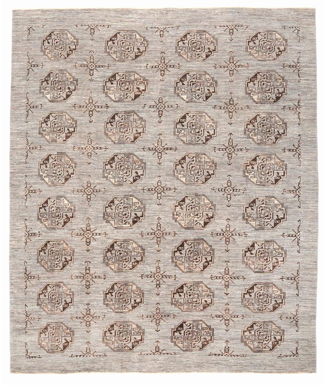 Hand Knotted Modcar Wool Rug - 7'1'' x 9'4'' 7' 1" X 9' 4" ( 216 X 284 ) / Grey / Ivory