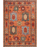 Hand Knotted Nomadic Caucasian Humna Wool Rug - 6'1'' x 9'2'' 6' 1" X 9' 2" ( 185 X 279 ) / Rust / Blue