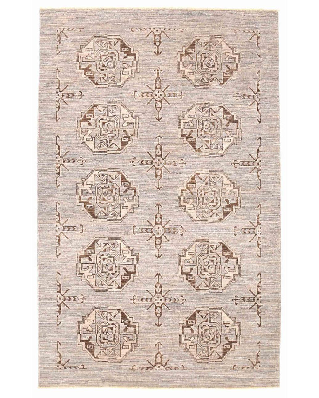 Hand Knotted Modcar Wool Rug - 3'1'' x 6'0'' 3' 1" X 6' 0" ( 94 X 183 ) / Grey / Brown